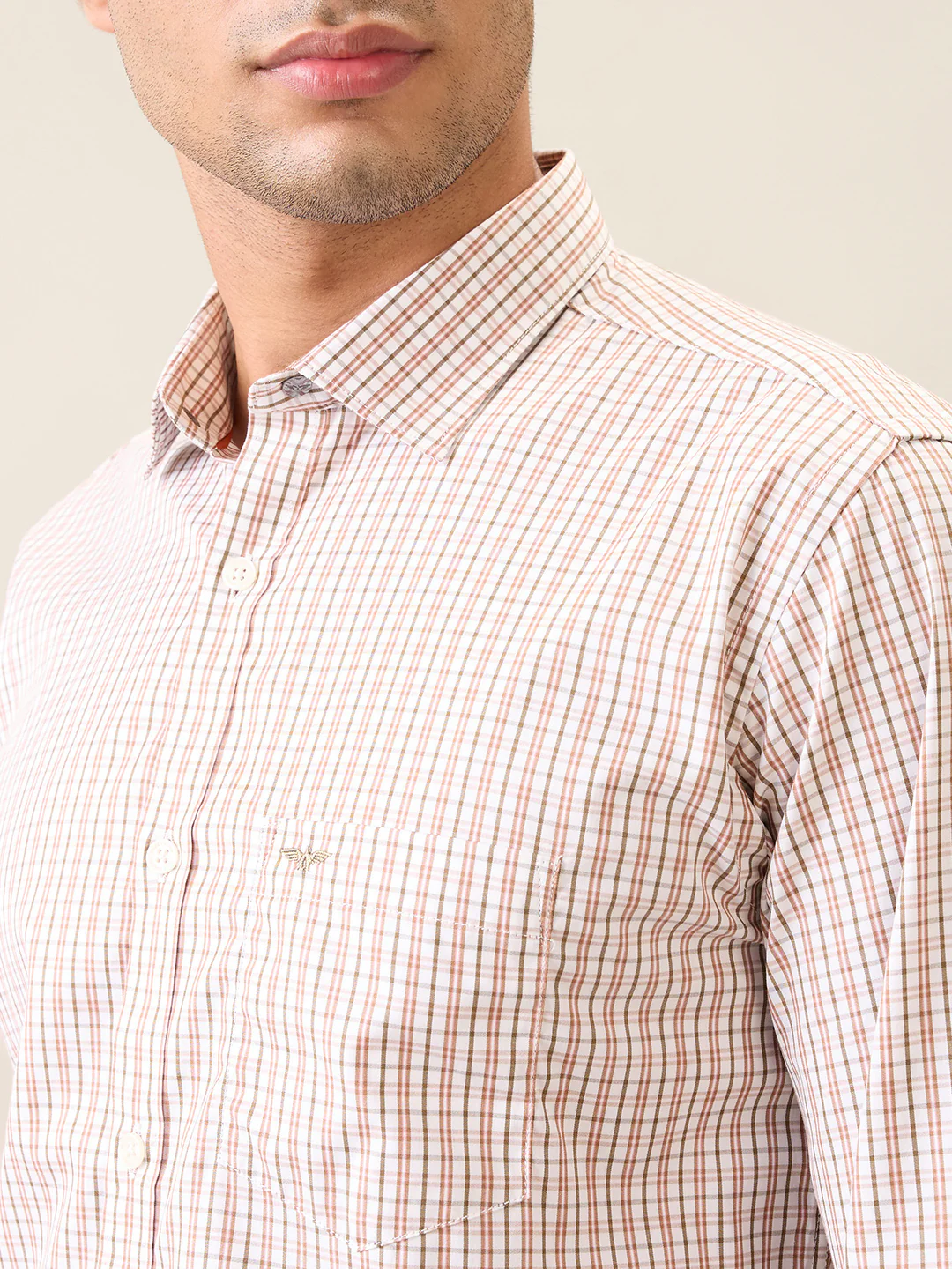 Park Avenue Men Brown Checks Slim Fit Cotton Casual Shirt - Image 16