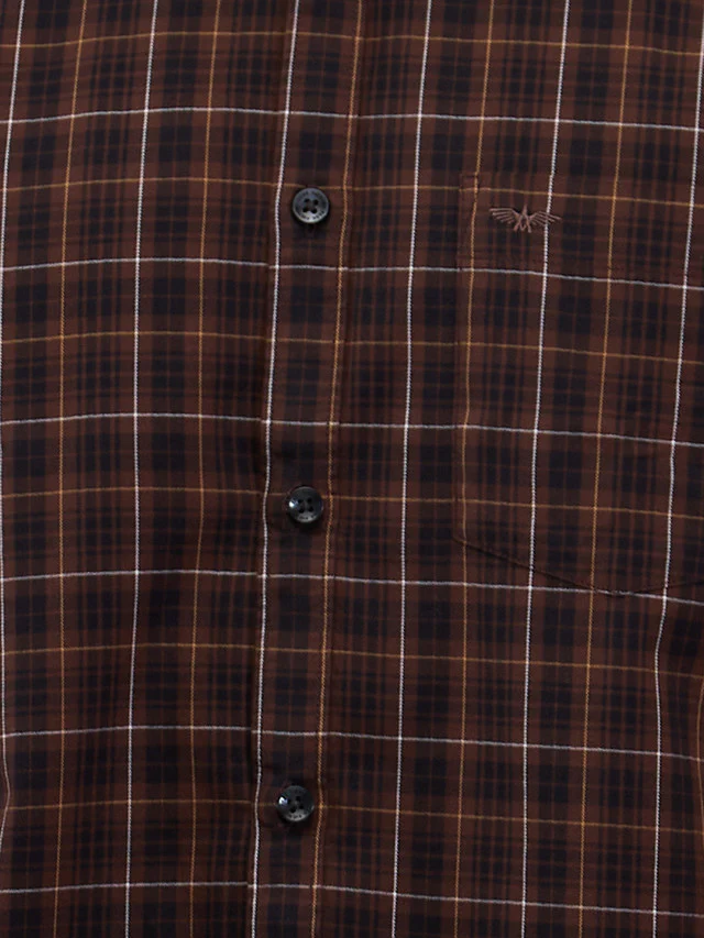 Park Avenue Men Brown Checks Slim Fit Cotton Casual Shirt - Image 6