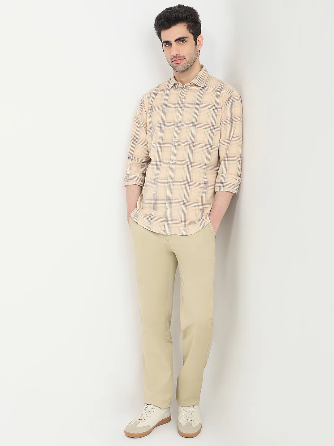 Park Avenue Men Brown Checks Slim Fit Cotton Casual Shirt - Image 5