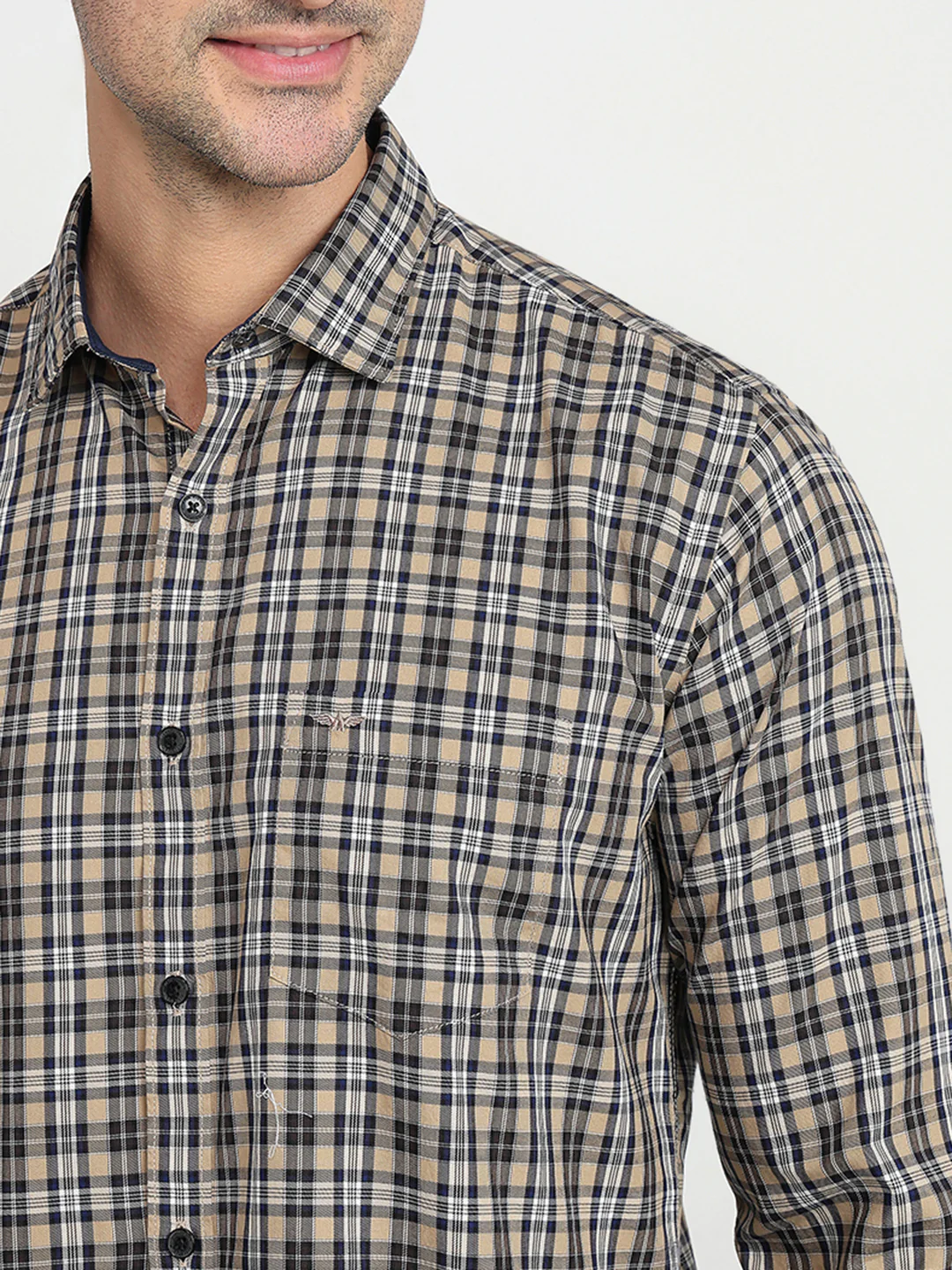 Park Avenue Men Brown Checks Slim Fit Cotton Full Sleeve Casual Shirt - Image 6