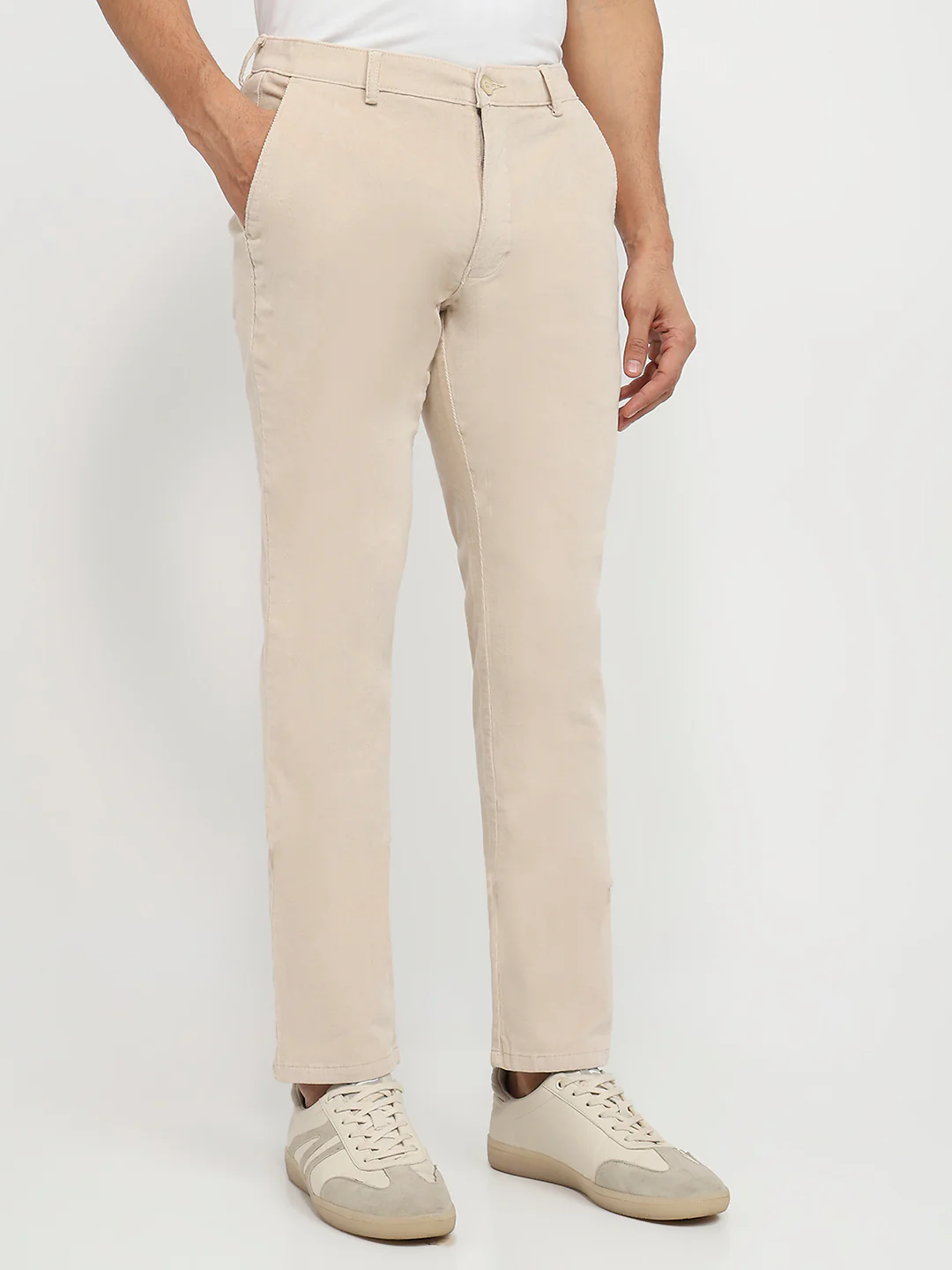 Park Avenue Men Brown Corduroy Slim Fit Cotton Blend Trouser - Image 3