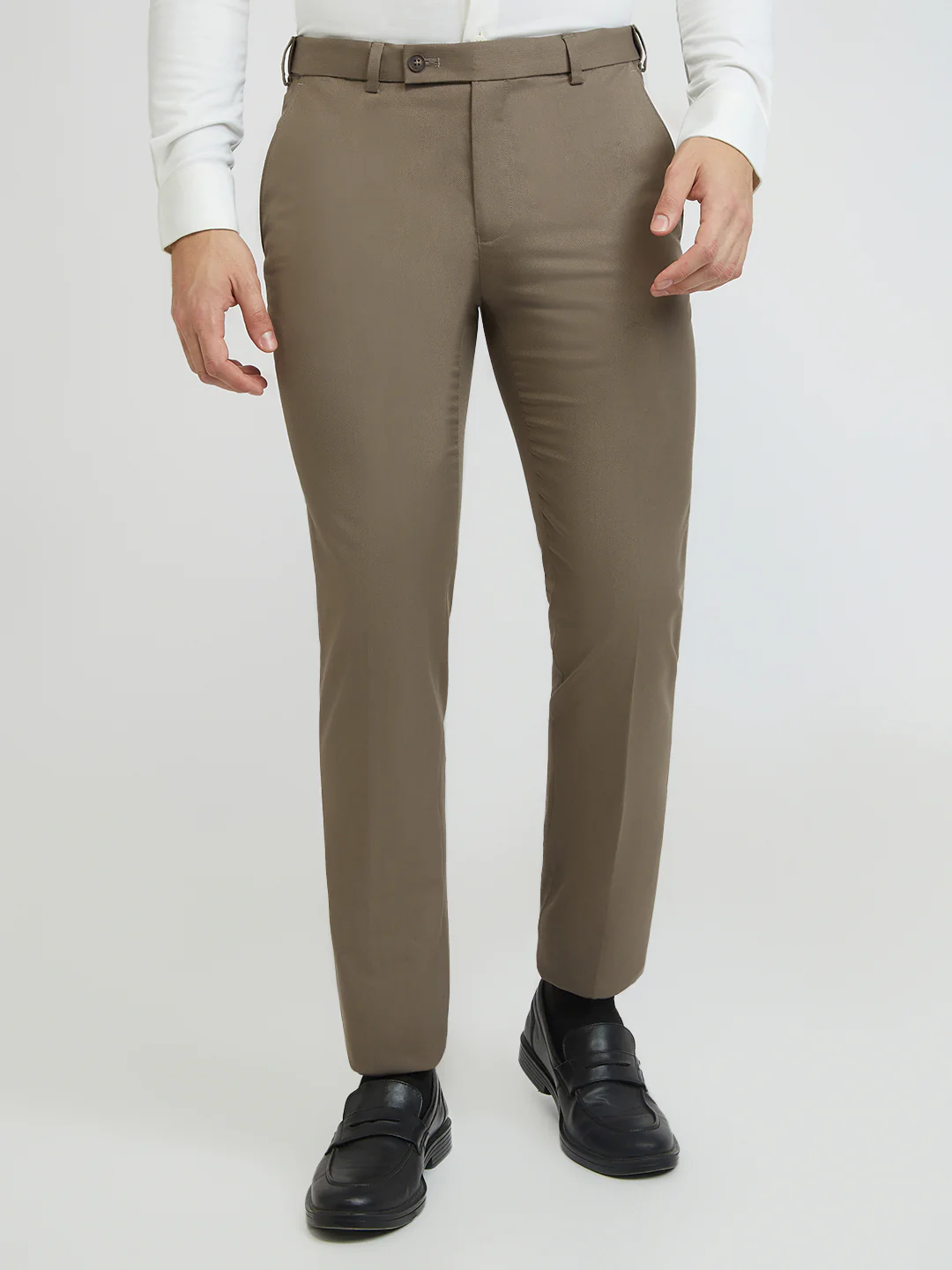 Park Avenue Men Brown Fancy Slim Fit Polyester Blend Trouser