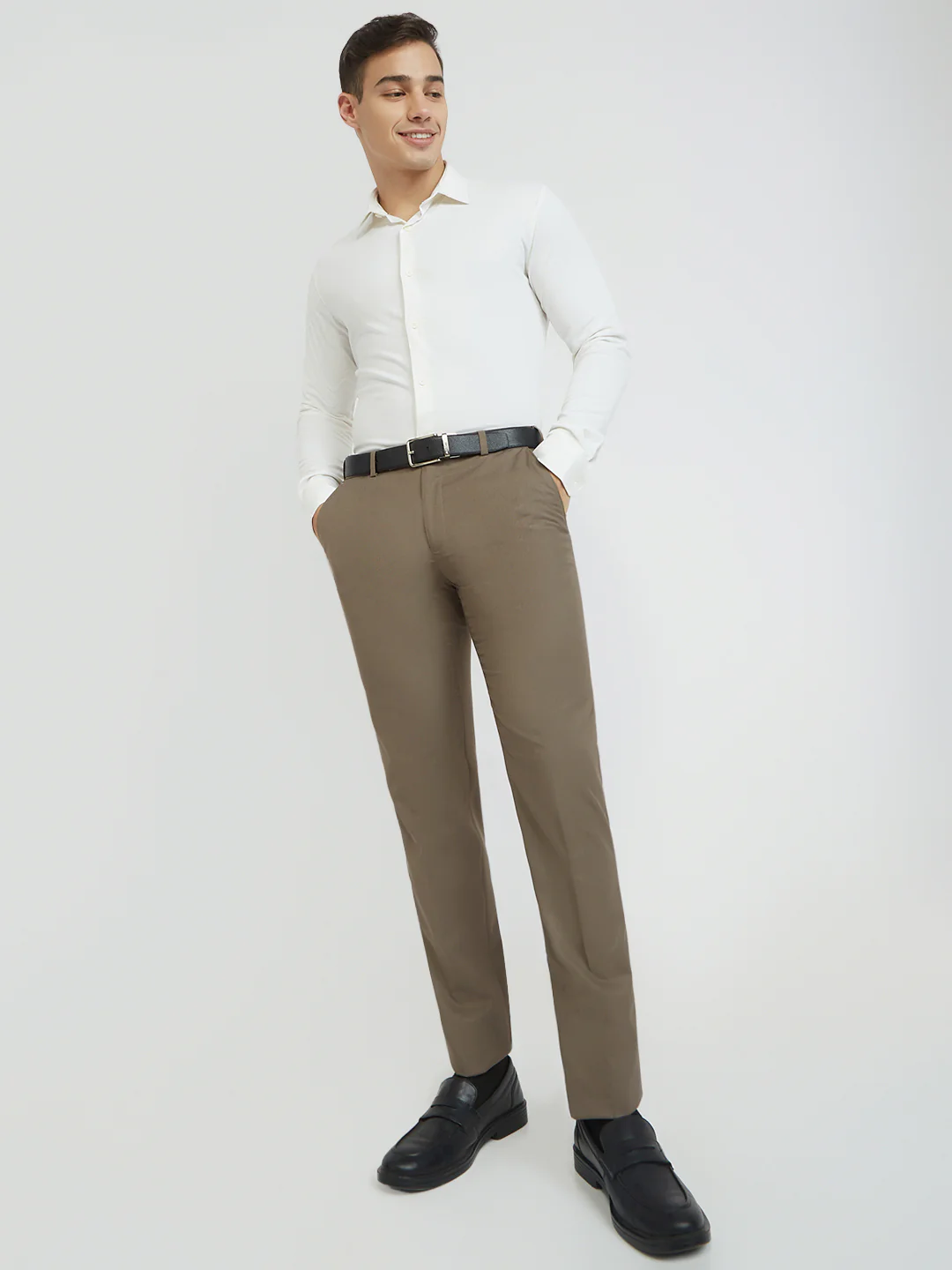 Park Avenue Men Brown Fancy Slim Fit Polyester Blend Trouser - Image 5