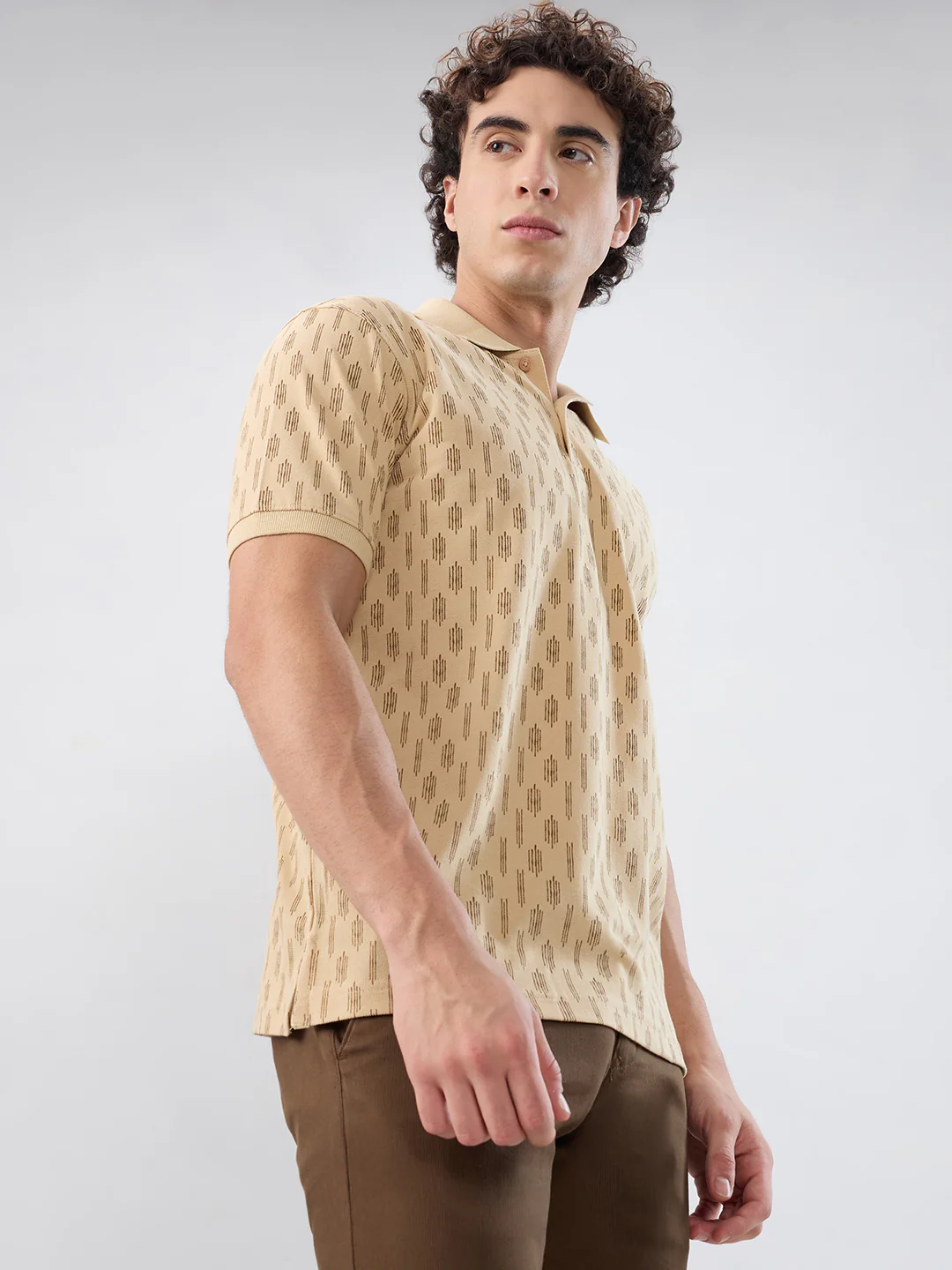 Park Avenue Men Brown Print Slim Fit Cotton Blend T-shirt - Image 2