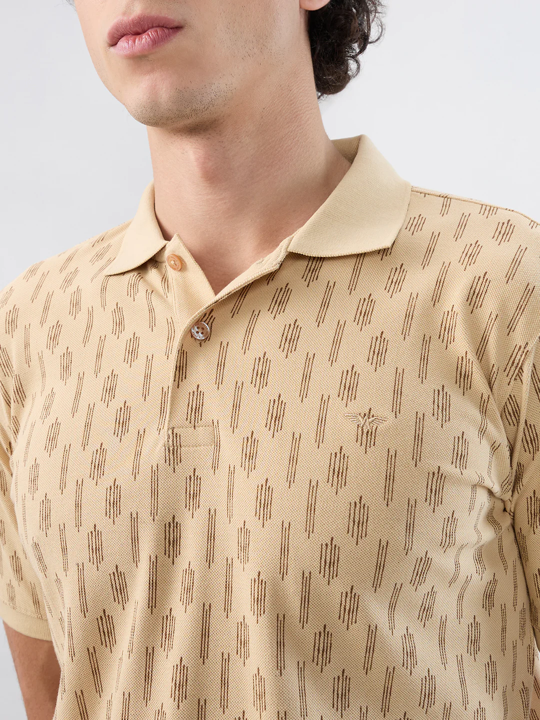 Park Avenue Men Brown Print Slim Fit Cotton Blend T-shirt - Image 6