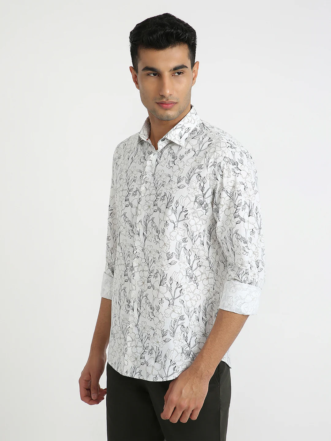 Park Avenue Men Brown Print Slim Fit Cotton Shirt - Image 3