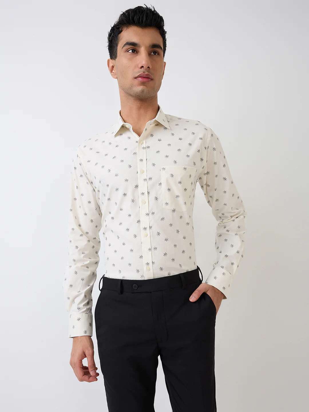 Park Avenue Men Brown Printed Slim Fit Cotton Blend Shirt - Image 2