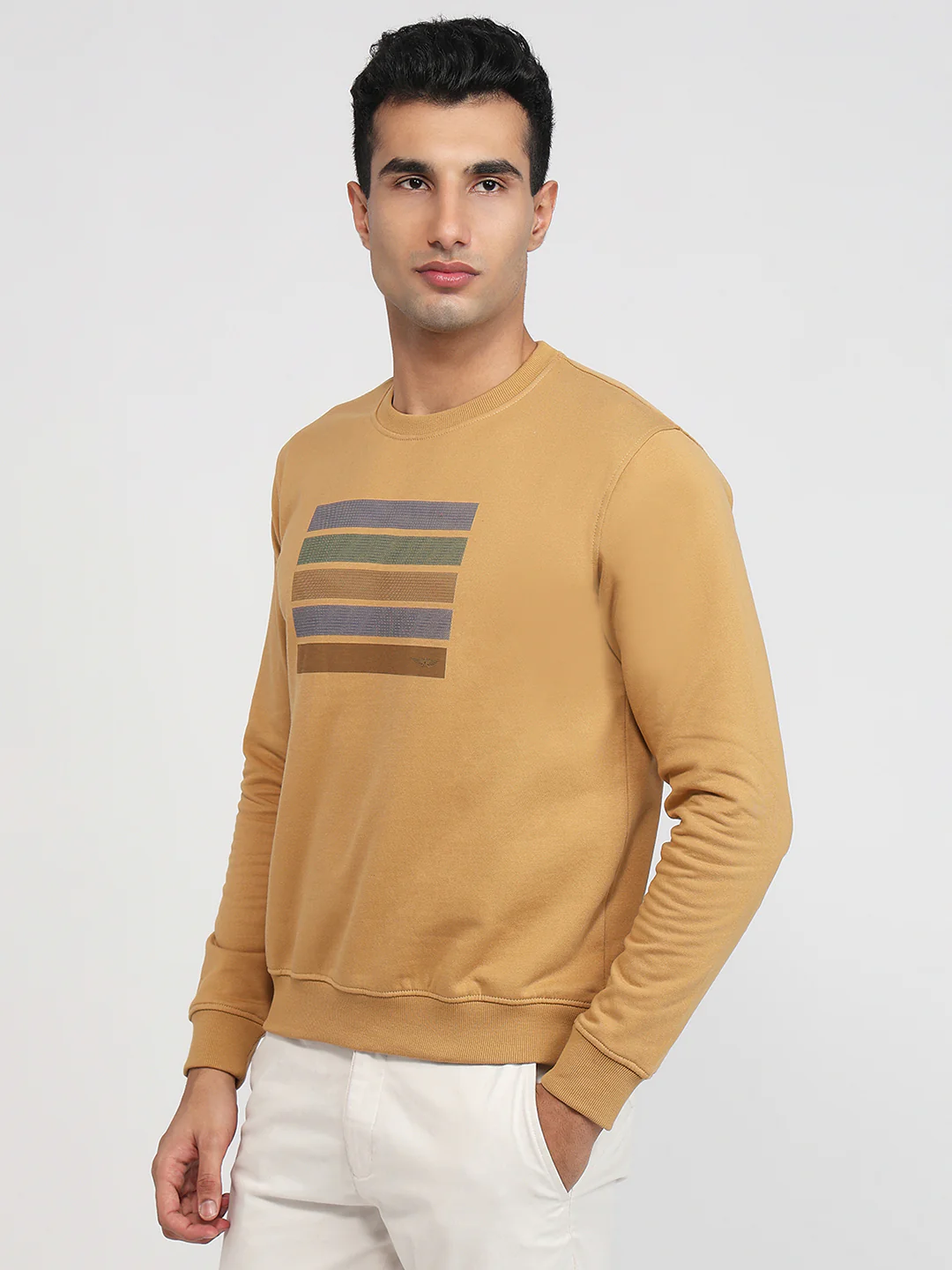 Park Avenue Men Brown Printed Slim Fit Cotton Blend Sweatshirt - Image 2