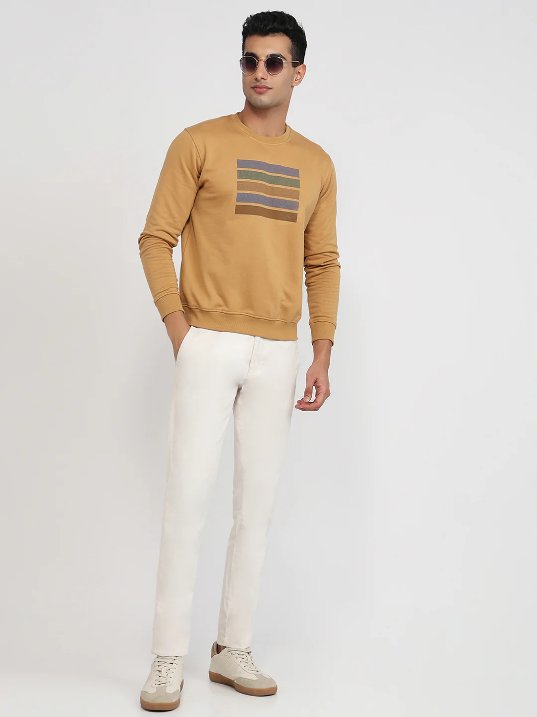 Park Avenue Men Brown Printed Slim Fit Cotton Blend Sweatshirt - Image 5