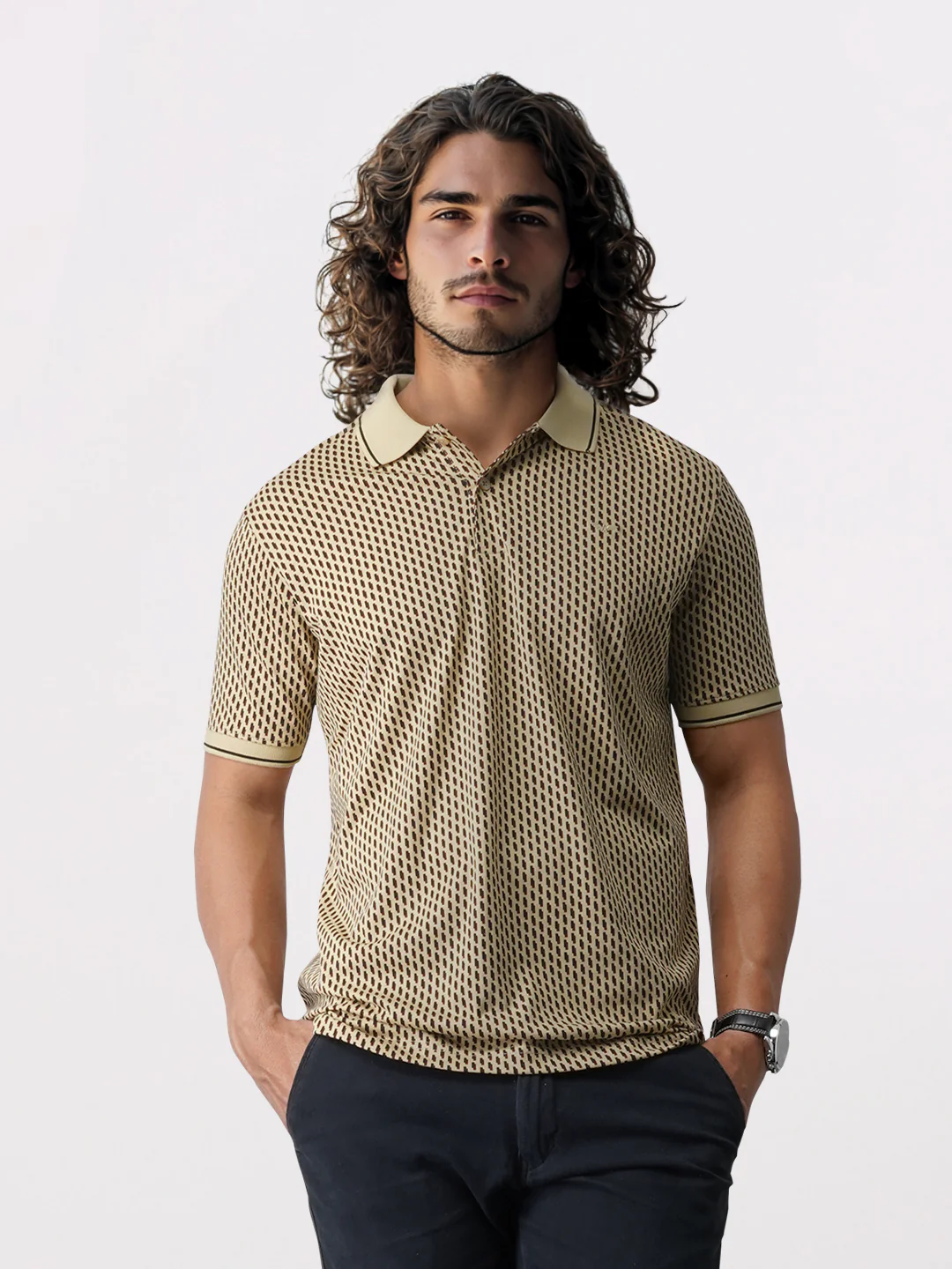 Park Avenue Men Brown Printed Slim Fit Cotton Blend T-Shirt