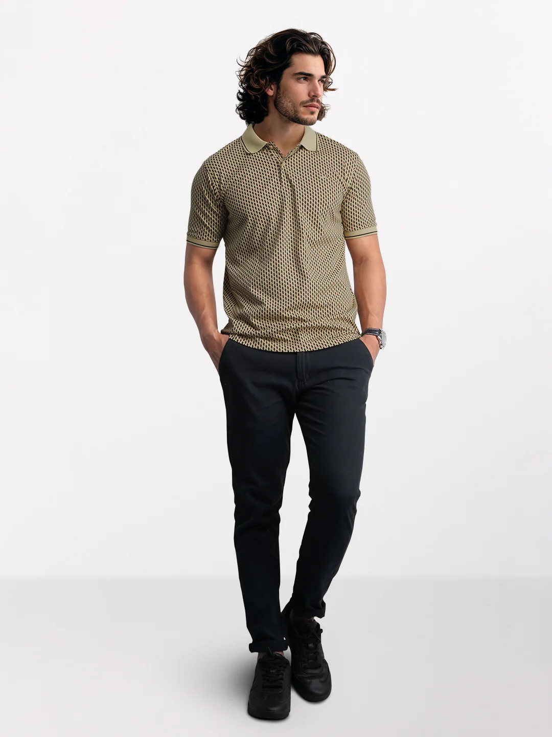 Park Avenue Men Brown Printed Slim Fit Cotton Blend T-Shirt - Image 2