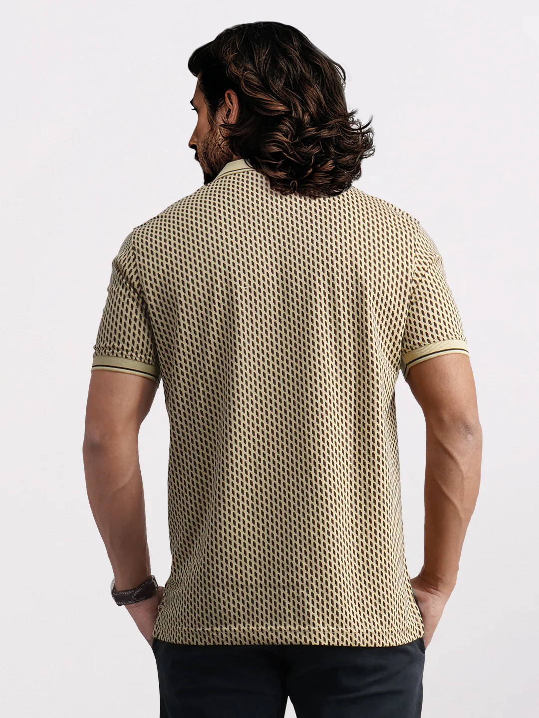Park Avenue Men Brown Printed Slim Fit Cotton Blend T-Shirt - Image 5