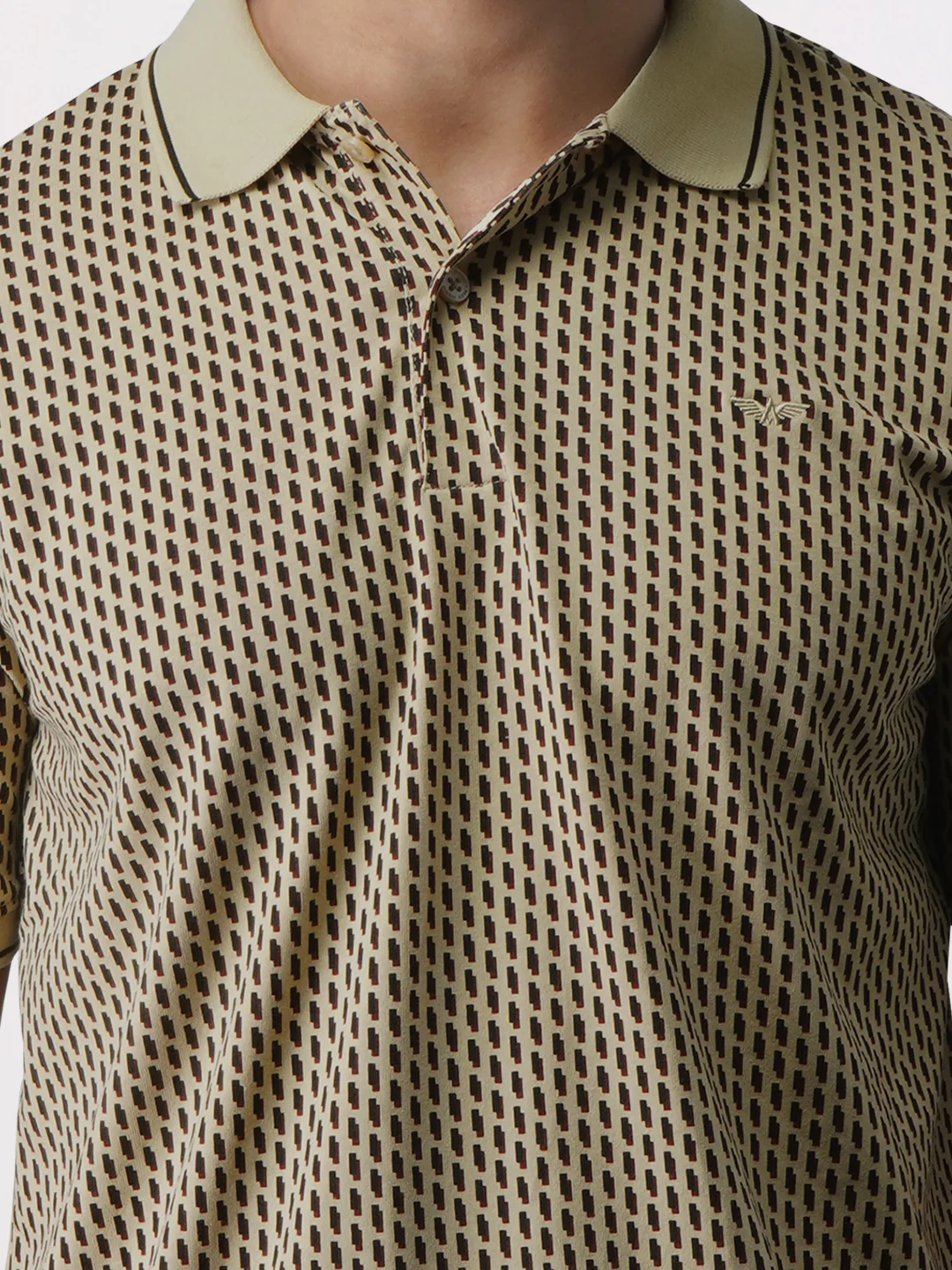 Park Avenue Men Brown Printed Slim Fit Cotton Blend T-Shirt - Image 6