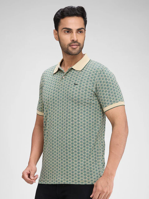 Park Avenue Men Brown Printed Slim Fit Cotton Blend T-Shirt - Image 3