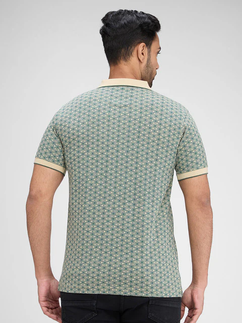 Park Avenue Men Brown Printed Slim Fit Cotton Blend T-Shirt - Image 4