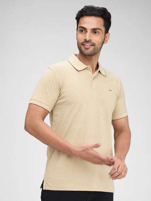 Park Avenue Men Brown Printed Slim Fit Cotton Blend T-Shirt - Image 2