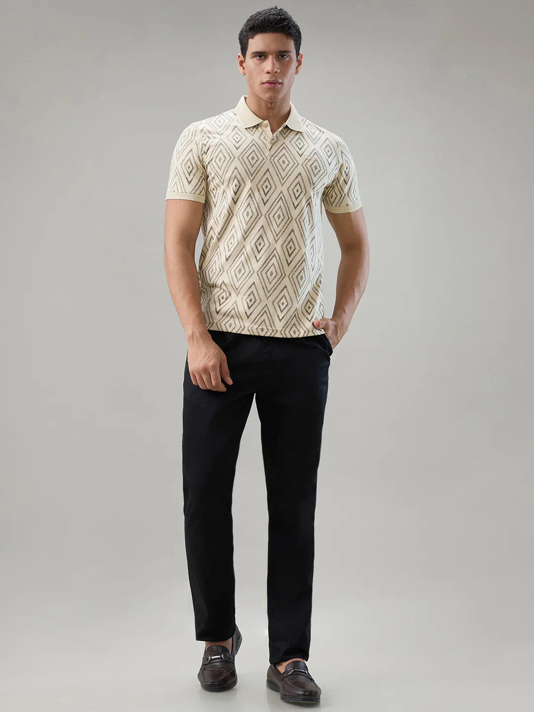 Park Avenue Men Brown Printed Slim Fit Cotton Blend T-Shirt - Image 5