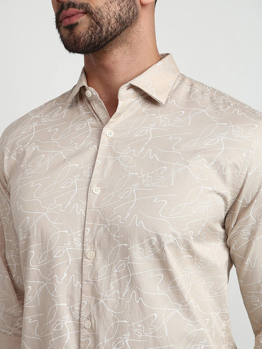 Park Avenue Men Brown Printed Slim Fit Cotton Casual Shirt - Image 6