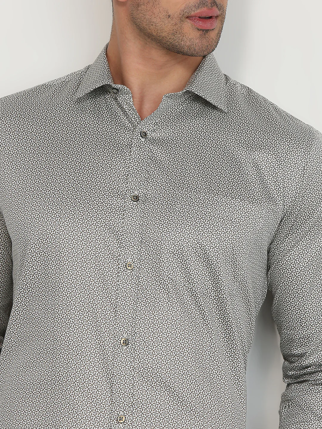 Park Avenue Men Brown Printed Slim Fit Cotton Formal Shirt - Image 6