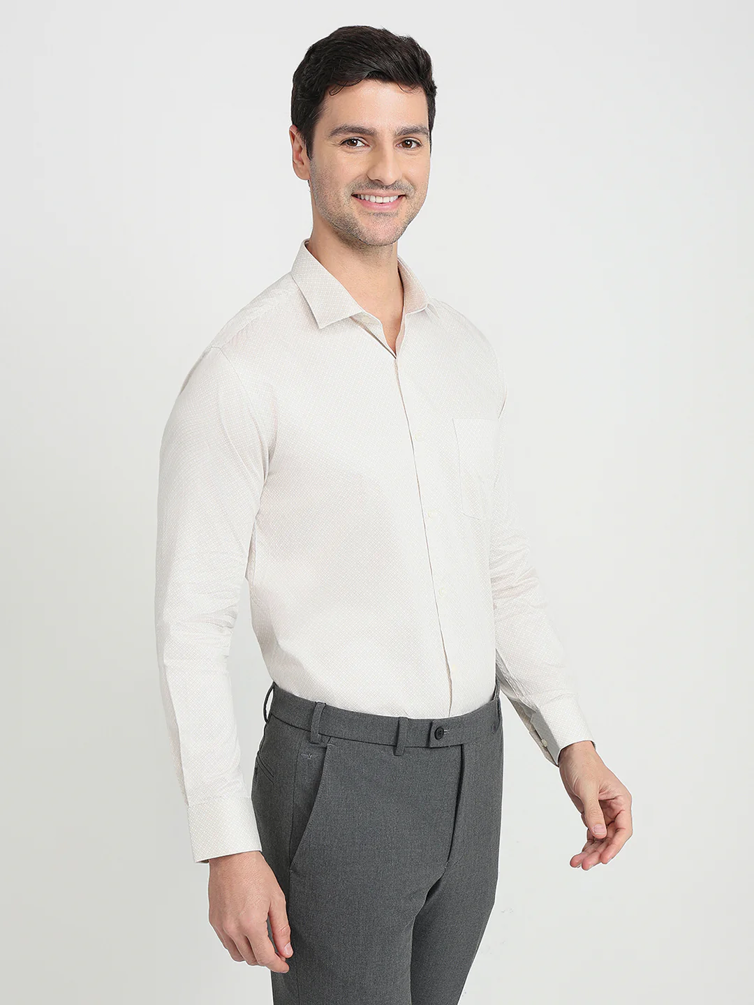 Park Avenue Men Brown Printed Slim Fit Cotton Full Sleeve Formal Shirt - Image 3