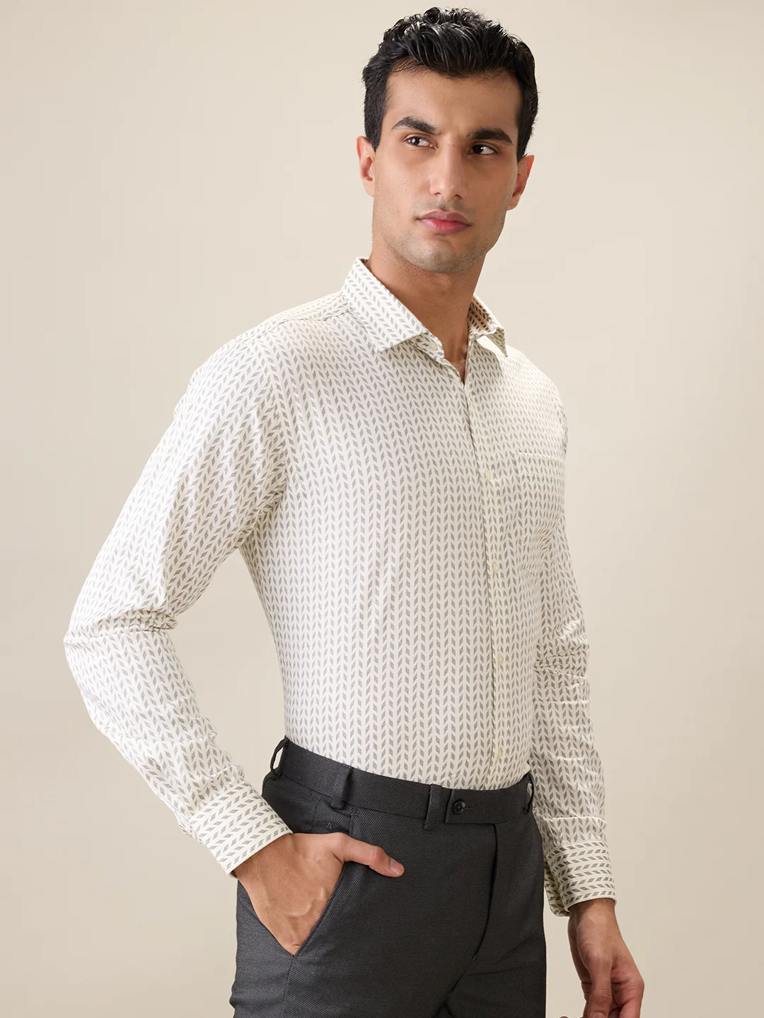 Park Avenue Men Brown Printed Slim Fit Cotton Full Sleeve Formal Shirt - Image 2