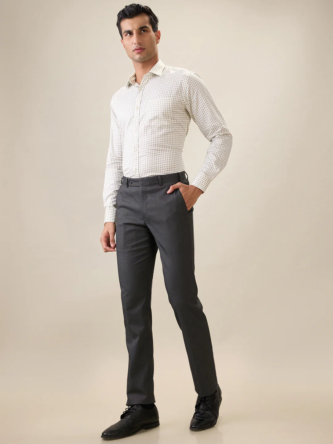 Park Avenue Men Brown Printed Slim Fit Cotton Full Sleeve Formal Shirt - Image 5