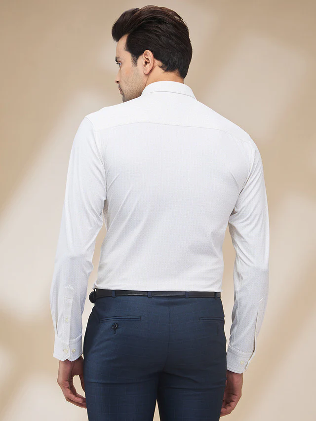 Park Avenue Men Brown Printed Slim Fit Nylon Blend Formal Shirt - Image 4
