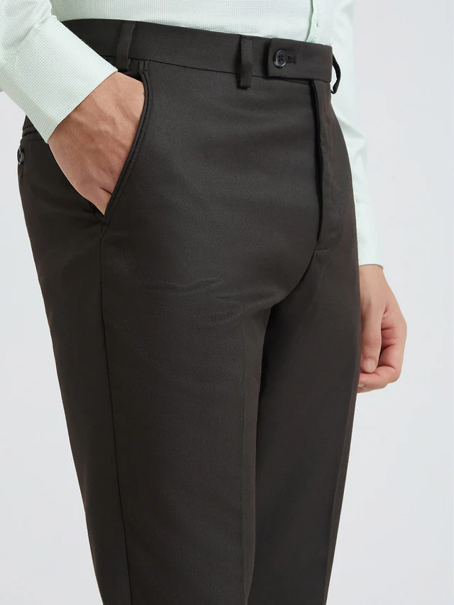 Park Avenue Men Brown Self Design Regular Fit Trouser - Image 6