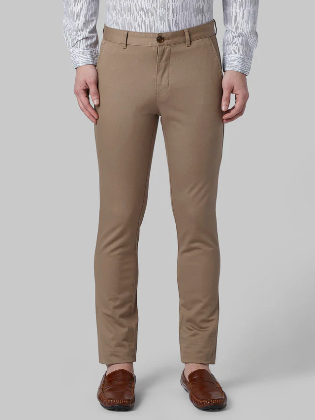 Park Avenue Men Brown Self Design Super Slim Fit Trouser