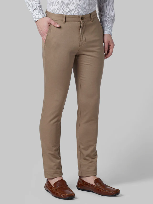 Park Avenue Men Brown Self Design Super Slim Fit Trouser - Image 2