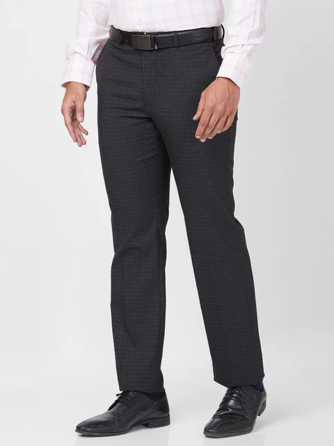 Park Avenue Men Brown Smart Fit Checks Trouser - Image 3