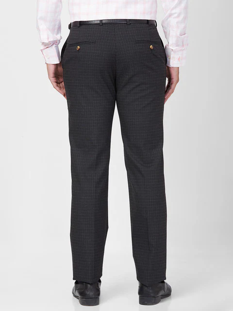 Park Avenue Men Brown Smart Fit Checks Trouser - Image 4
