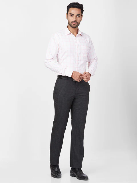 Park Avenue Men Brown Smart Fit Checks Trouser - Image 5