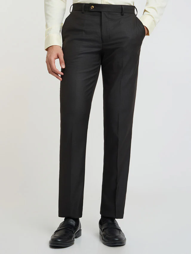 Park Avenue Men Brown Smart Fit Checks Trouser
