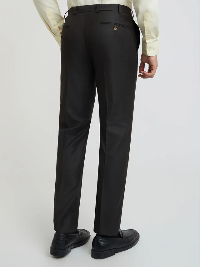 Park Avenue Men Brown Smart Fit Checks Trouser - Image 5