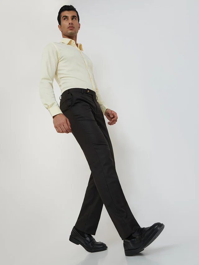 Park Avenue Men Brown Smart Fit Checks Trouser - Image 6