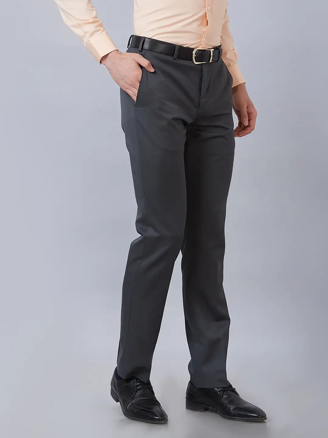 Park Avenue Men Brown Smart Fit Structure Cotton Trousers - Image 2