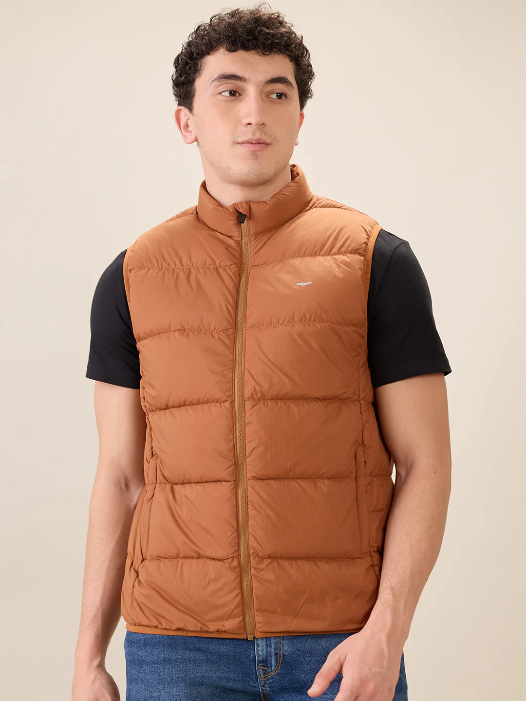 Park Avenue Men Brown Solid Polyester Jacket