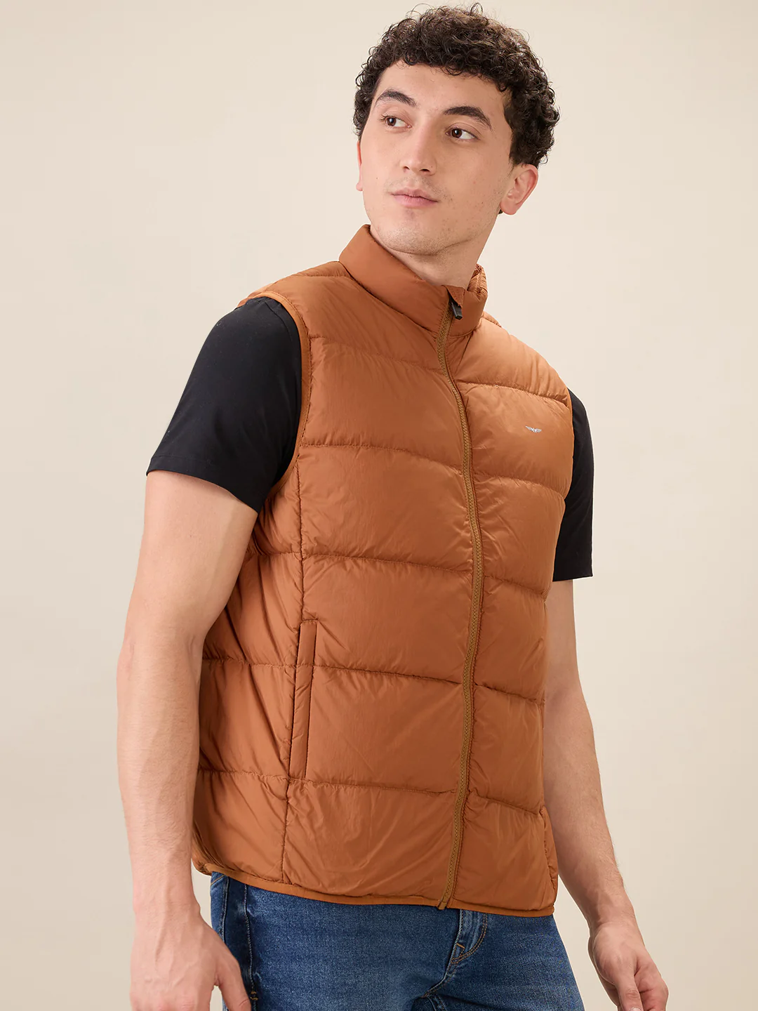 Park Avenue Men Brown Solid Polyester Jacket - Image 2