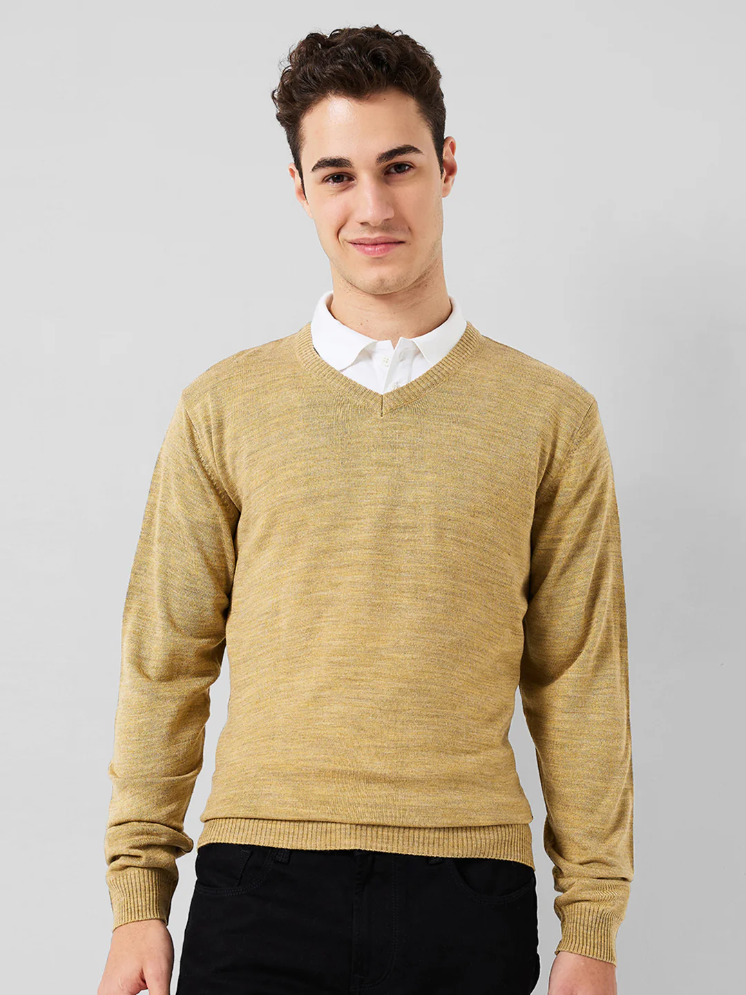 Park Avenue Men Brown Solid Regular Fit Acrylic Sweaters