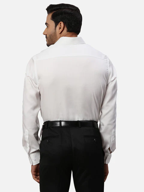 Park Avenue Men Brown Solid Regular Fit Cotton Formal Shirts - Image 4
