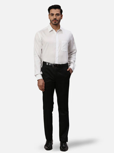 Park Avenue Men Brown Solid Regular Fit Cotton Formal Shirts - Image 5