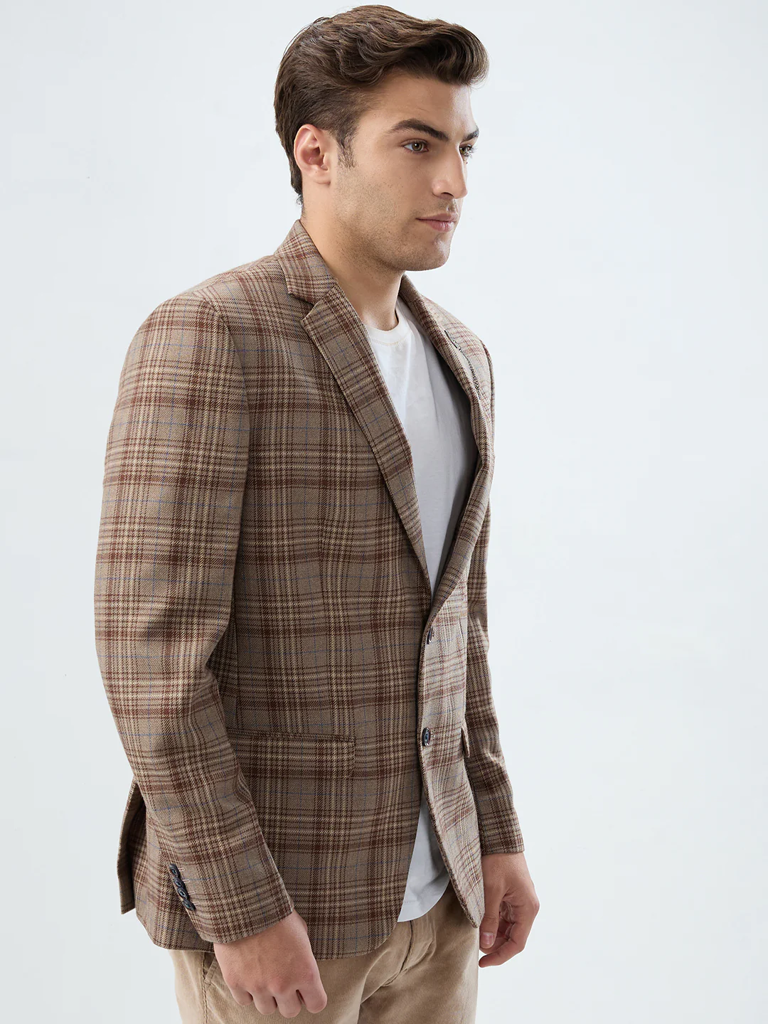 Park Avenue Men Brown Solid Regular Fit Polyester Blend Blazer - Image 2