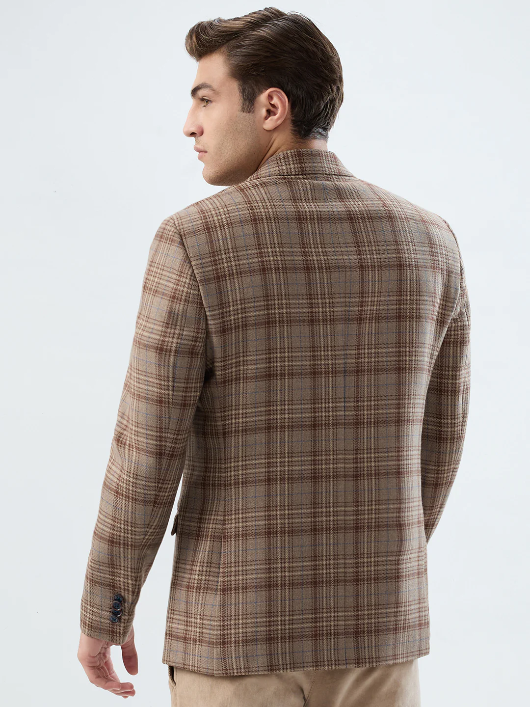 Park Avenue Men Brown Solid Regular Fit Polyester Blend Blazer - Image 4
