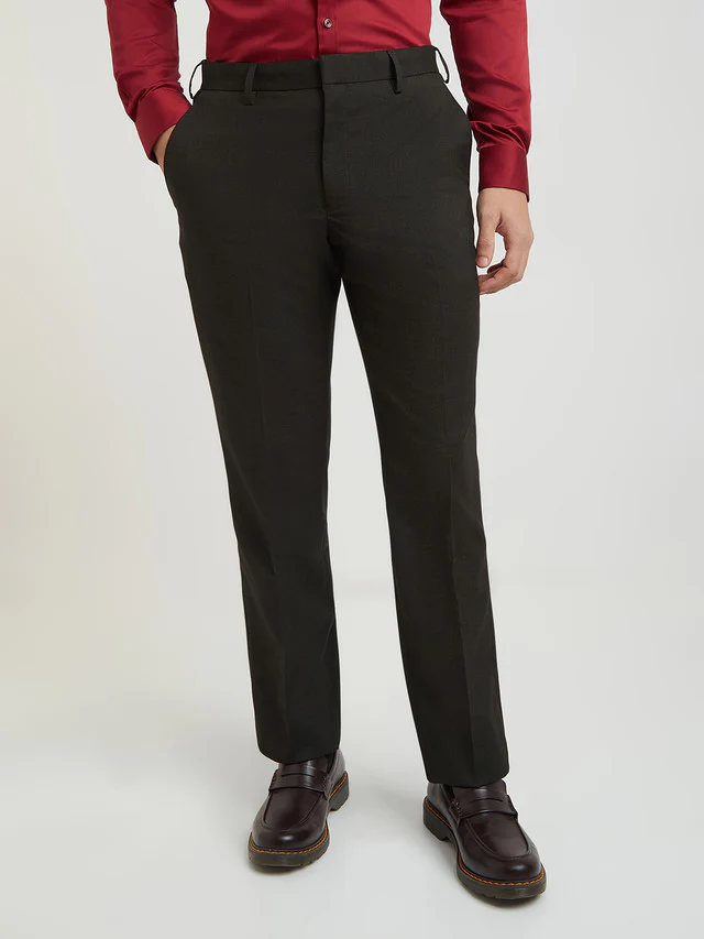 Park Avenue Men Brown Solid Regular Fit Polyester Blend Trouser