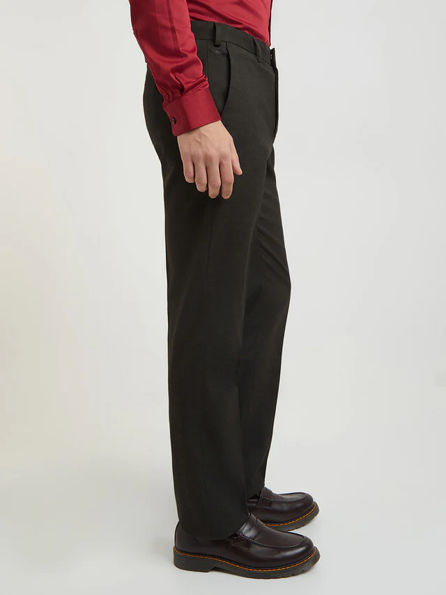 Park Avenue Men Brown Solid Regular Fit Polyester Blend Trouser - Image 2