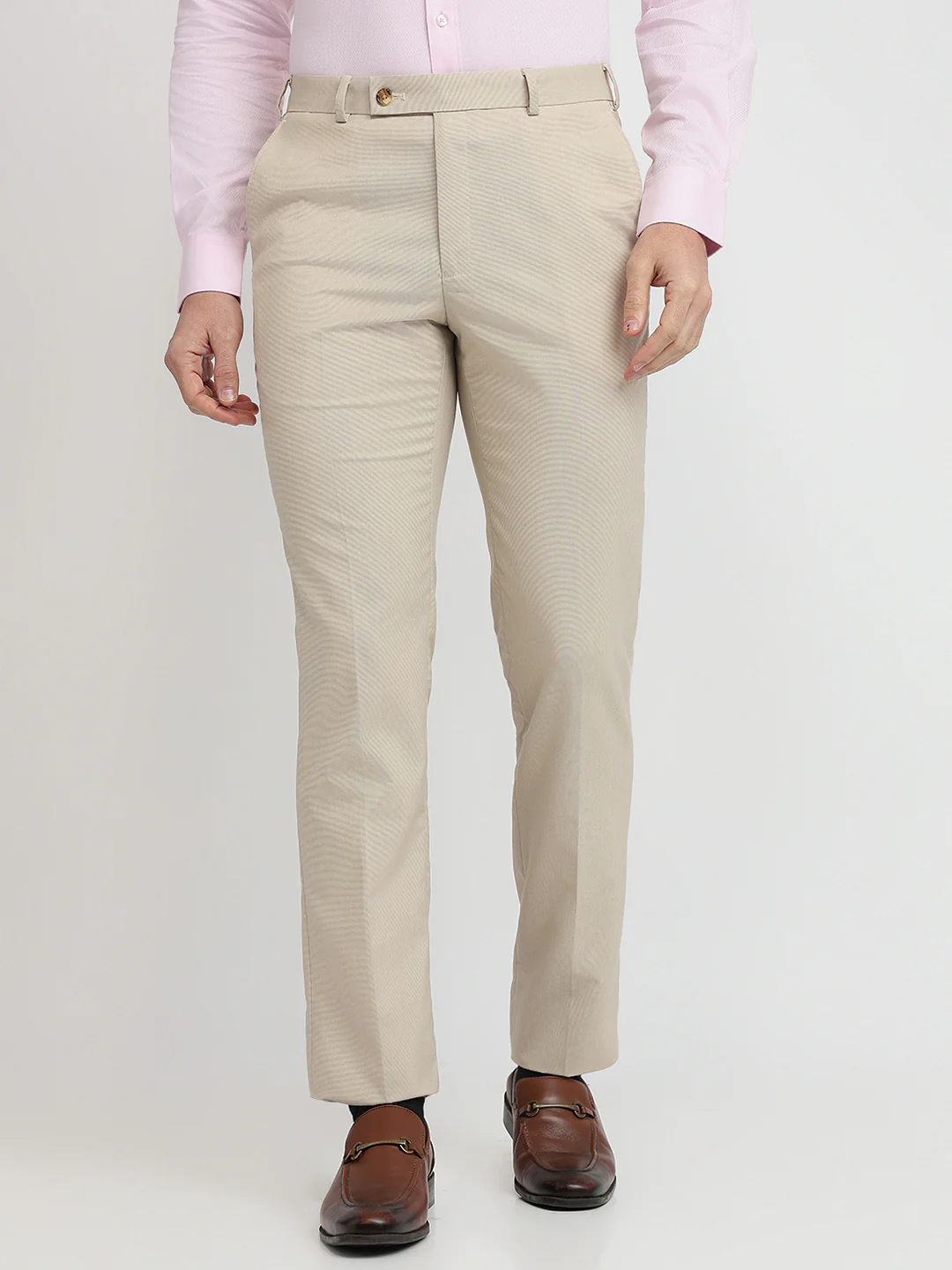 Park Avenue Men Brown Solid Regular Fit Polyester Blend Trouser