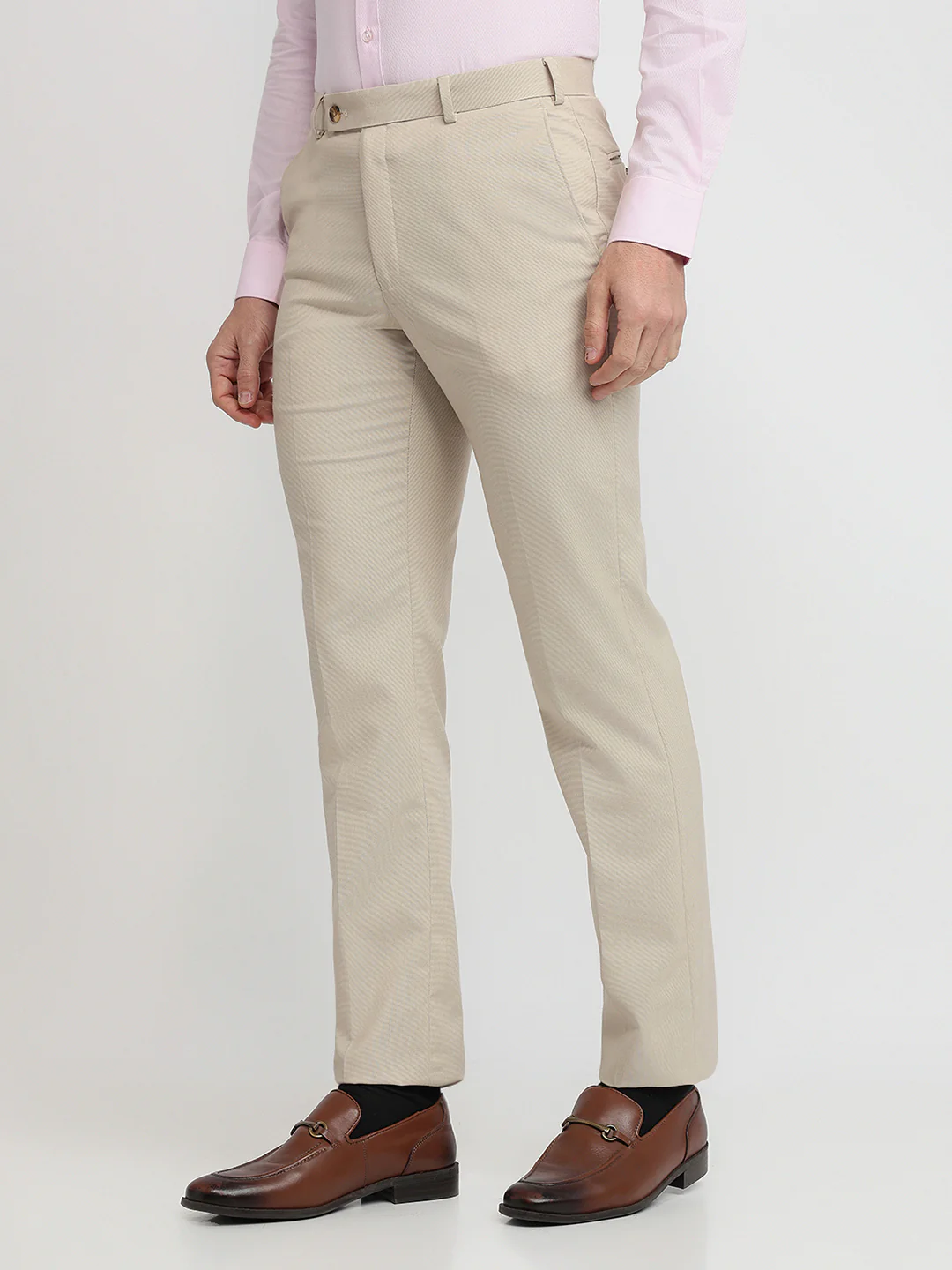 Park Avenue Men Brown Solid Regular Fit Polyester Blend Trouser - Image 3