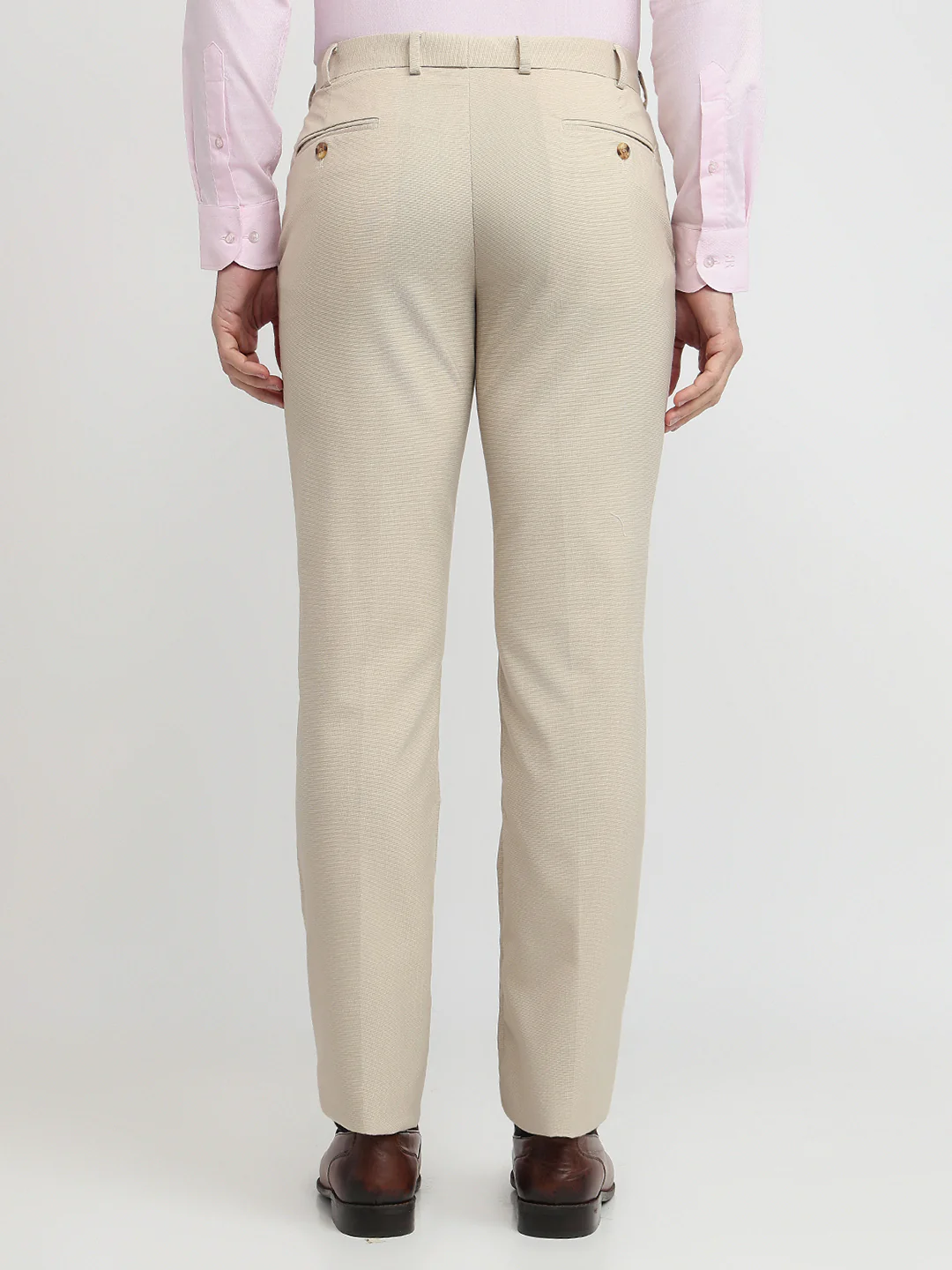Park Avenue Men Brown Solid Regular Fit Polyester Blend Trouser - Image 4