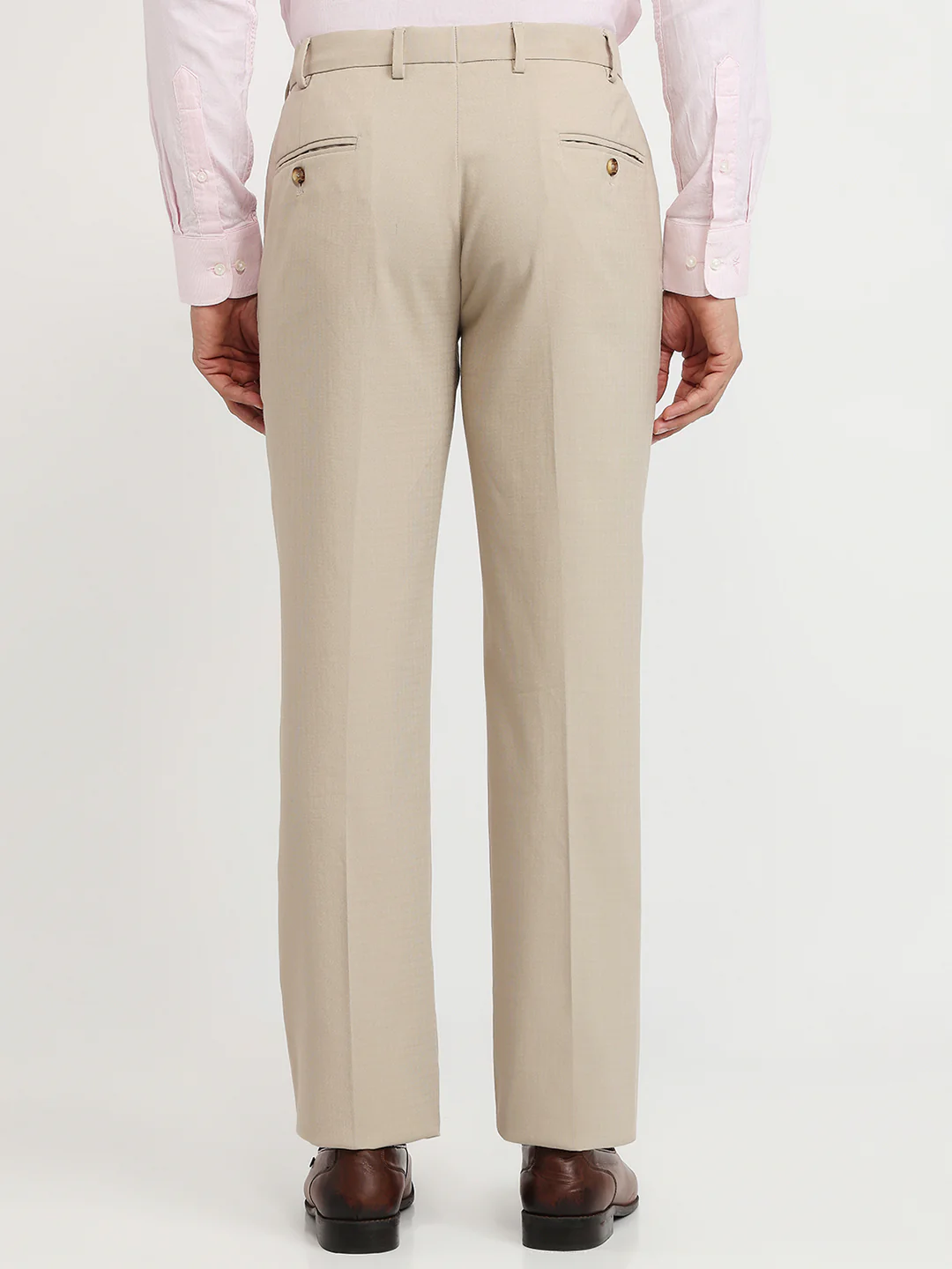 Park Avenue Men Brown Solid Regular Fit Polyester Blend Trouser - Image 4